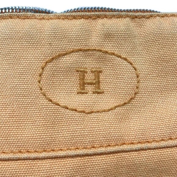 Auth HERMES Bolide Pouch 25 - Orange Light Brown Canvas Leather Pouch - Picture 8 of 11